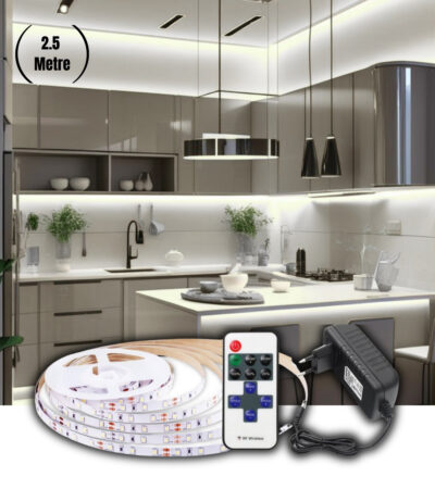 SB-6557 2.5 Metre Beyaz Şerit Led Işık Dimmer Kumandalı Mutfak Tezgah Çalışma Masası Raf Işık